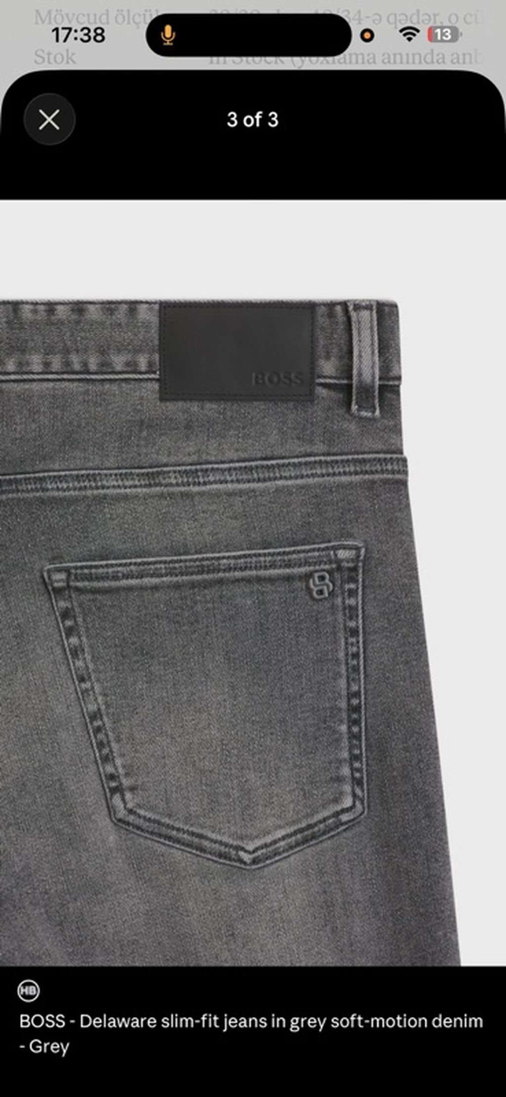 Hugo Boss “Delaware” kişi cins şalvarı – Slim-fit - Rəng: boz (grey — Jins, Bakı (4)