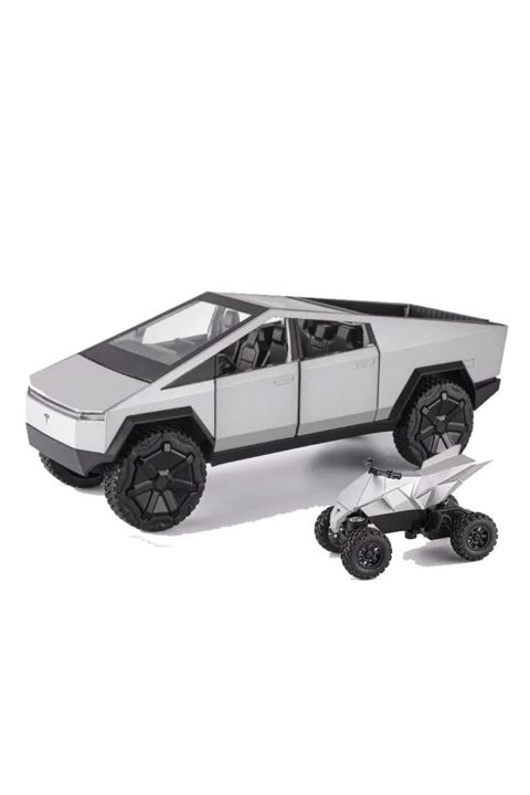 Maşın Cyber Truck Pikap, mini motosikletlə birlikdə, metal, 1:32 ölçüdə, boz - GoldStarAE-1988-25-8C — Bakı