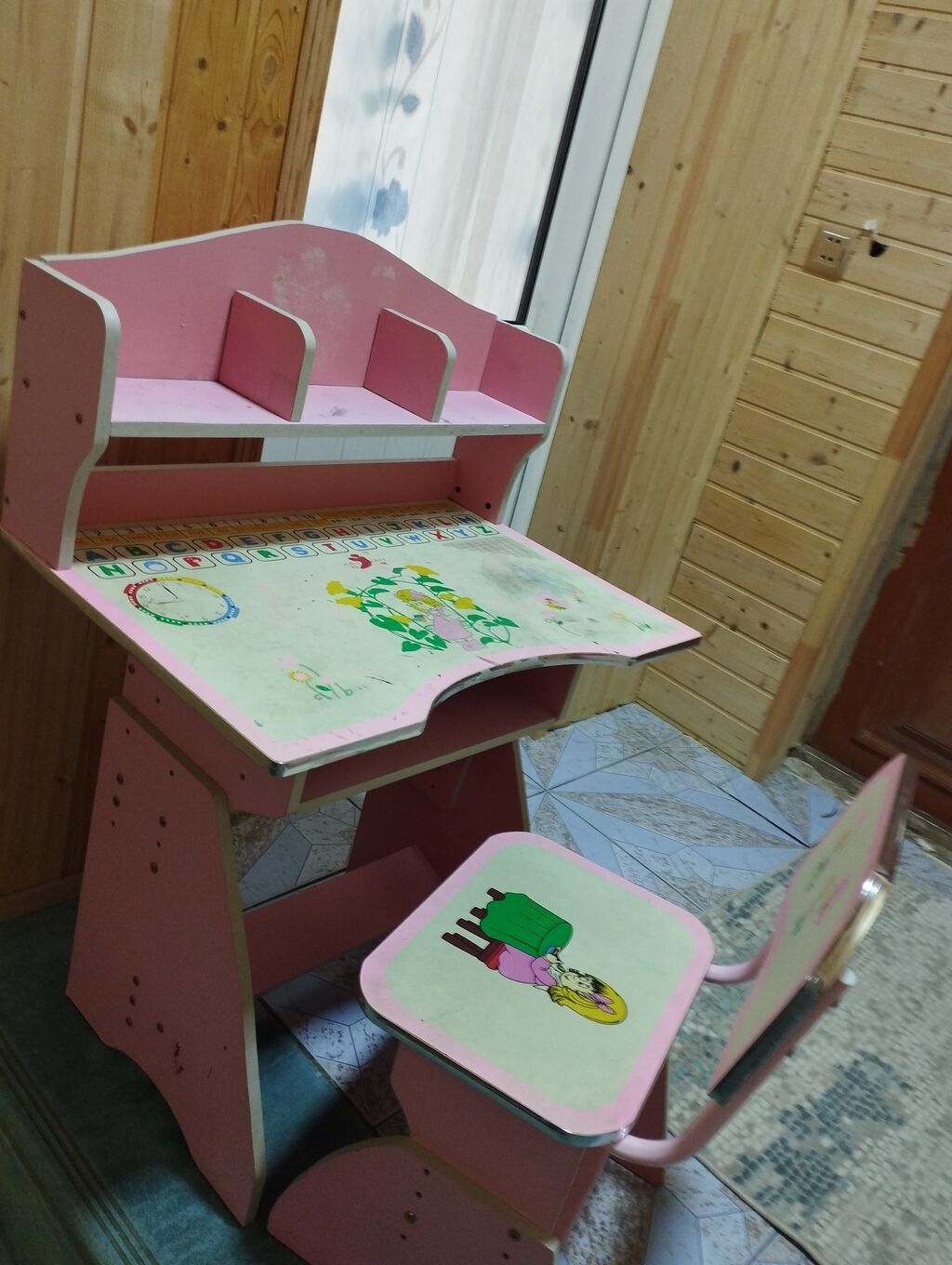 Uşaq üçün yazı masası və stul dəsti - Rəng: Çəhrayı - Komplekt: Yazı — Masalar və stullar, Bakı (2)