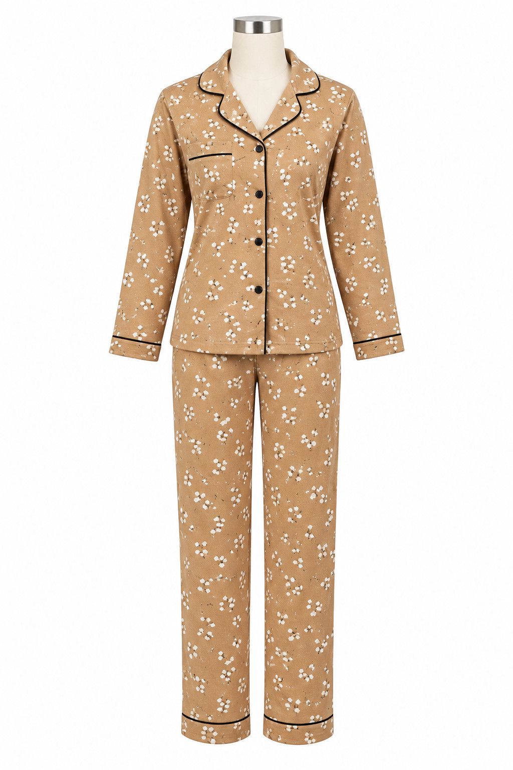 Şalvarlı pijama dəsti 13298 qadın üçün, krem, pambıq, parça, ölçü L — Mallar, Bakı