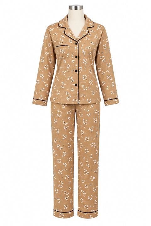 Şalvarlı pijama dəsti 13298 qadın üçün, krem, pambıq, parça, ölçü L — Bakı