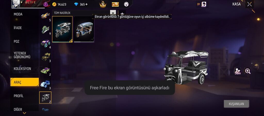 Məhsul: Free Fire oyun hesabında nadir “Aparat/Araç” skin kolleksiyası — Kuzov hissələri, Gəncə (2)