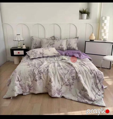 Yataq dəsti, yorğan üzü 200x220 sm, mələfə 220x240 sm, yastıq üzü 50x70 sm 2 əd, ikinəfərlik, satin, bənövşəyi — Bakı