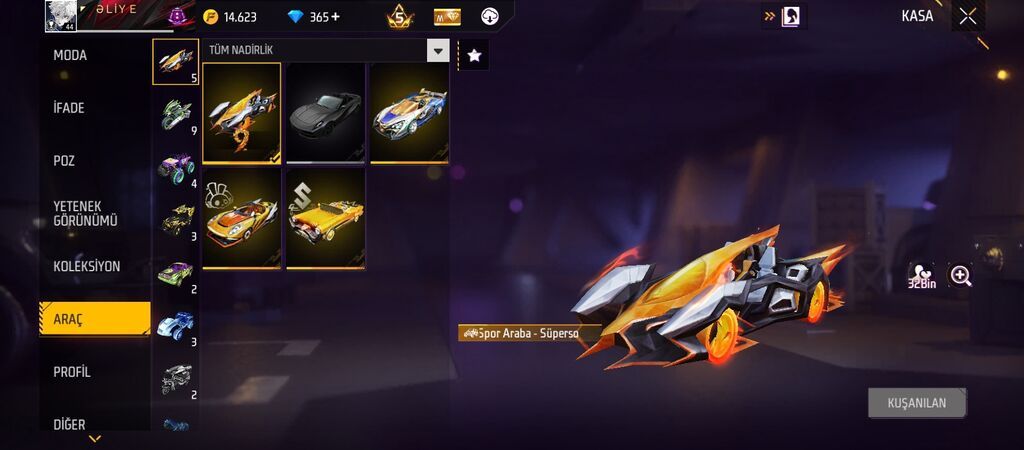 Məhsul: Free Fire oyun hesabında nadir “Aparat/Araç” skin kolleksiyası — Kuzov hissələri, Gəncə (8)