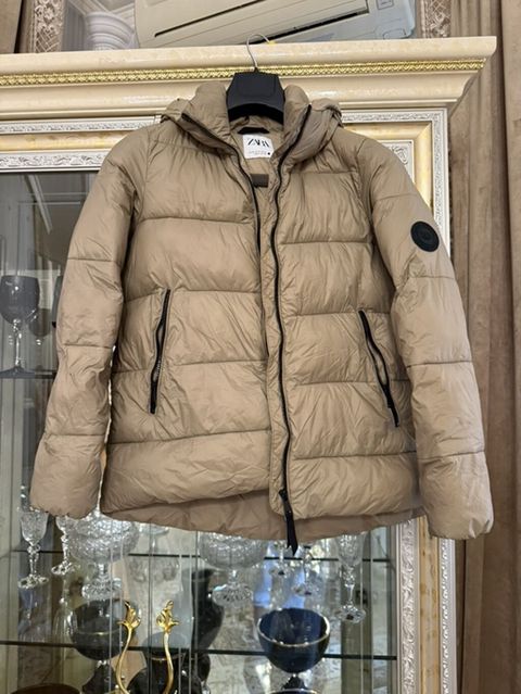 Zara kişi qış gödəkçəsi - Rəng: bej/taunp - Model: qabarıq (puffer) — Bakı