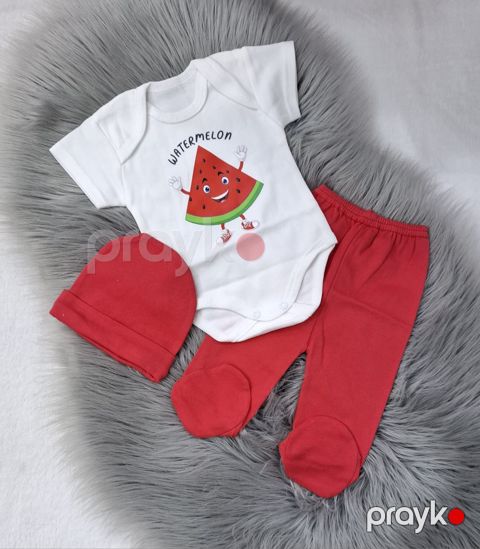Yenidoğulmuş üçün dəst OP-457, pambıq, qırmızı, 0-3 ay — Bakı