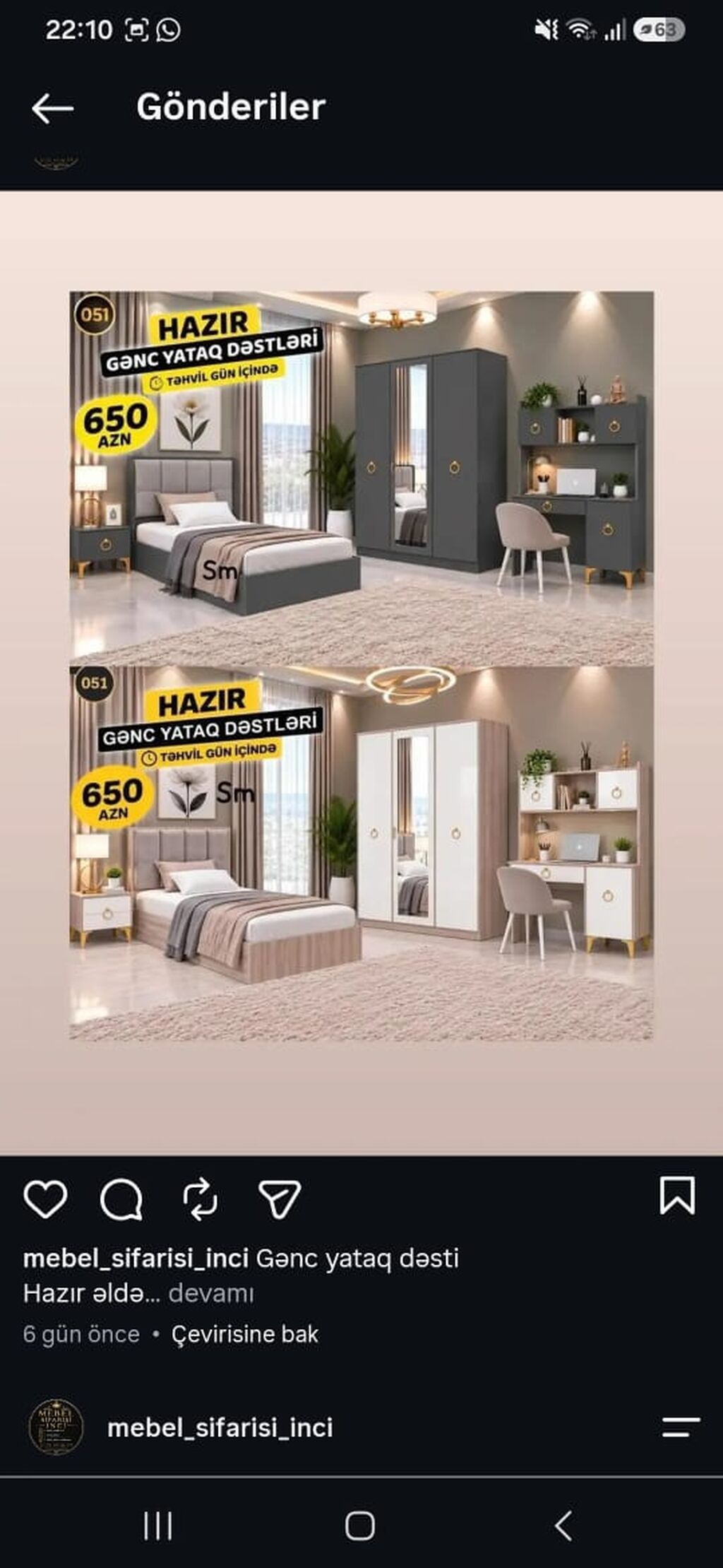 Hazır Gənc Yataq Dəsti Tərkibi: - Tək nəfərlik çarpayı (başlıqla) - 3 — Uşaq mebeli dəstləri, Sumqayıt