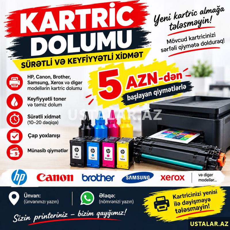Printer təmiri — Printer təmiri və kartuş doldurma, Bakı