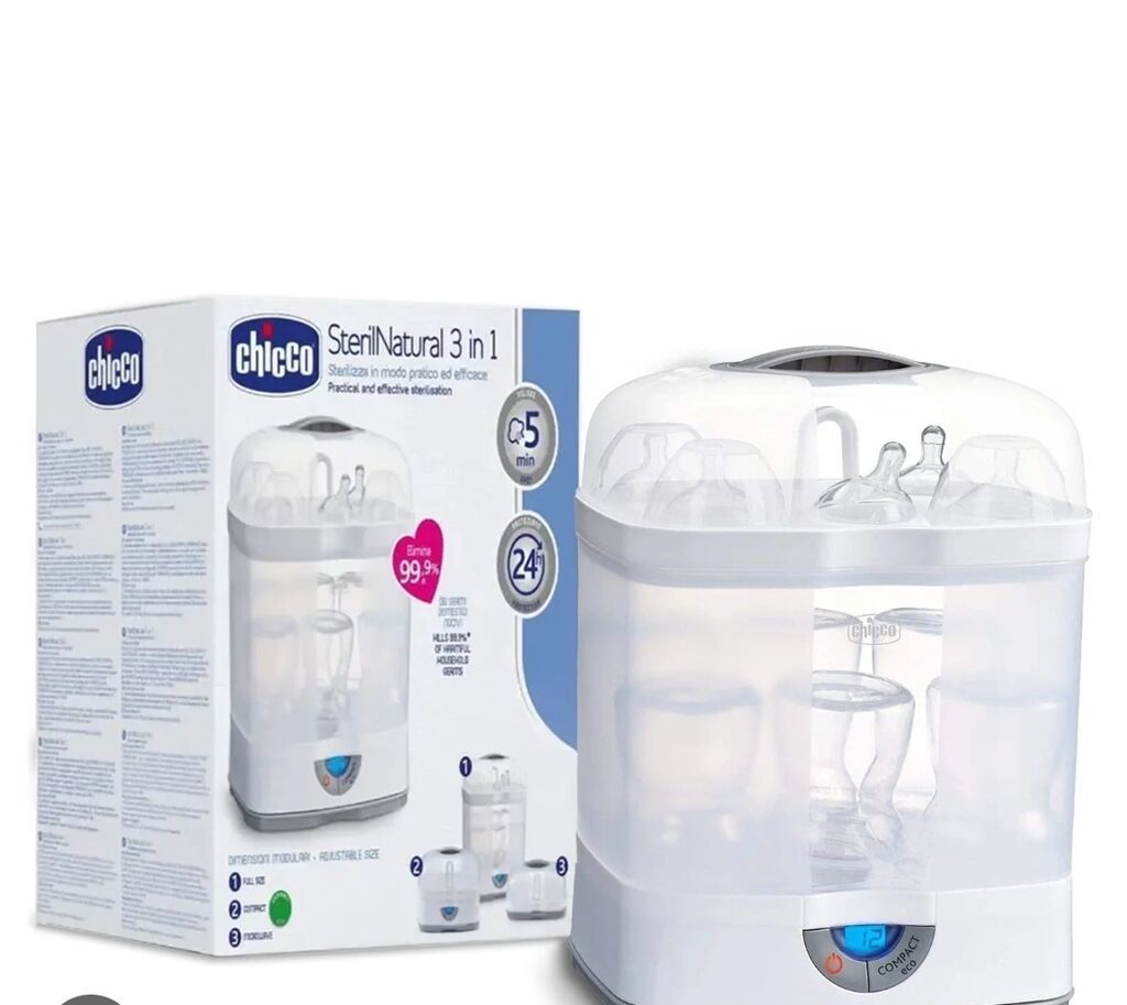 Chicco SterilNatural 3-in-1 buxarlı sterilizator - 3-in-1 modul — Uşaqlar üçün hər şey, Masazır