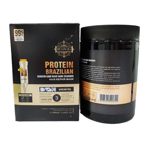 Saçlar üçün bərpaedici maska Heniways Protein Brazilian, arqan yağlı, 1000 ml — Bakı