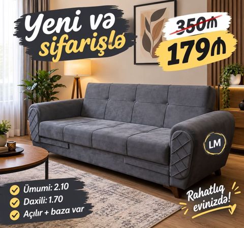 Divan, Qonaq otağı üçün, Parça, Bazalı, Açılan — Sumqayıt