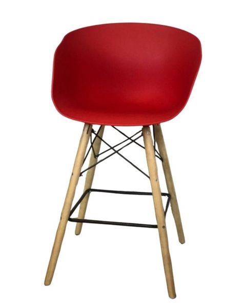 Bar stulu Dorsa Eiffel, qırmızı, ağac/dəmir/plastik, 59x97x56 sm, maksimal yüklənmə 180 kq, oturacaq hündürlüyü 64 sm - Delgroup425 — Bakı