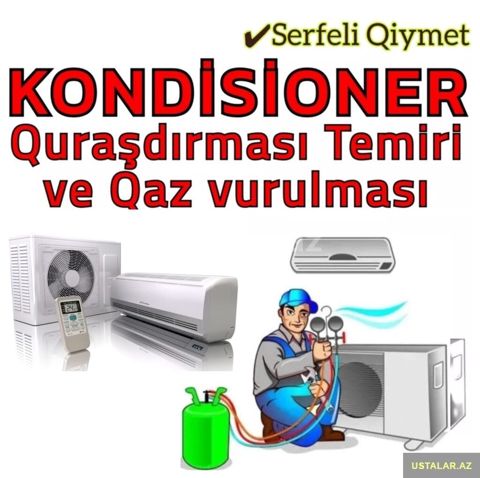 Təmir, Split kondisionerlər, Təmizləmə, Zəmanətlə, Pulsuz diaqnostika — Bakı