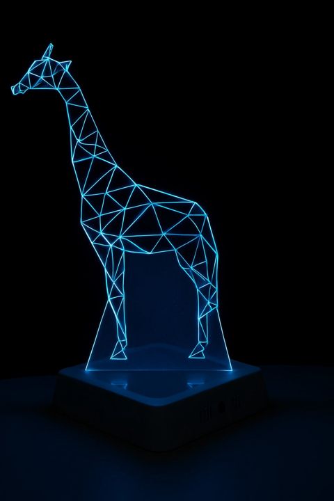 Masaüstü lampa 3D akril, zürafə, göy rəng, 20x30 sm - lightdekor151 — Bakı