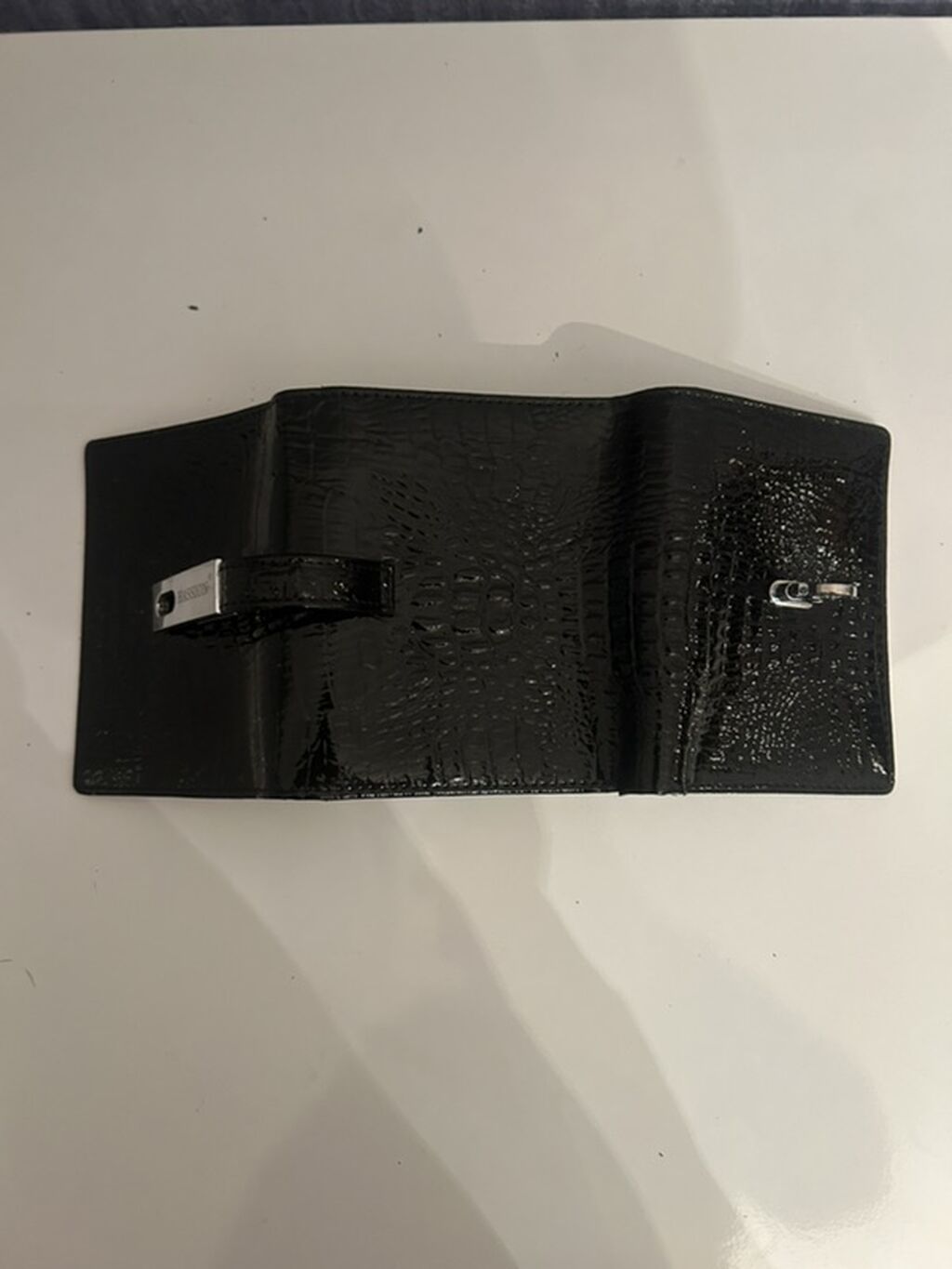 Krokodil naxışlı, tünd boz rəngdə qadın pul kisəsi. - Material: süni — Kəmər, Novxanı (4)