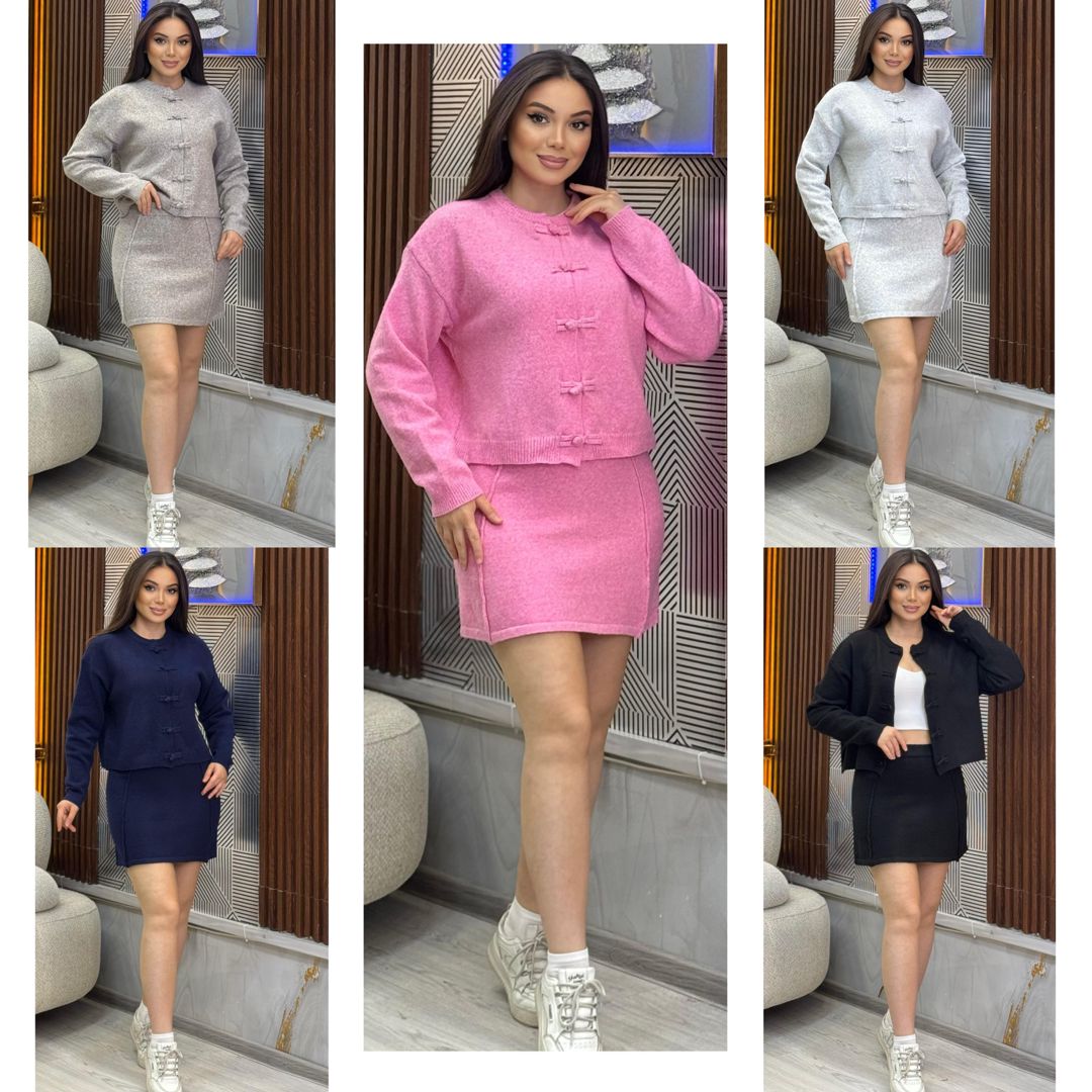 Ətəkli kostyum qadınlar üçün VC_2796016, trikotaj, bej, ölçü One size — Mallar, Bakı (3)