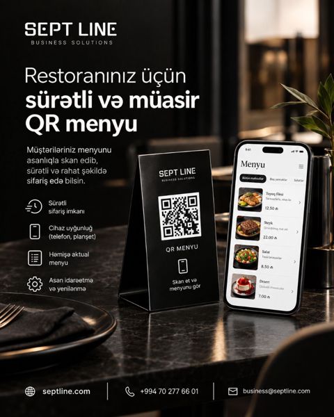 Restoranlar üçün QR Menyu Restoranınızda menyu hələ də kağız — Bakı
