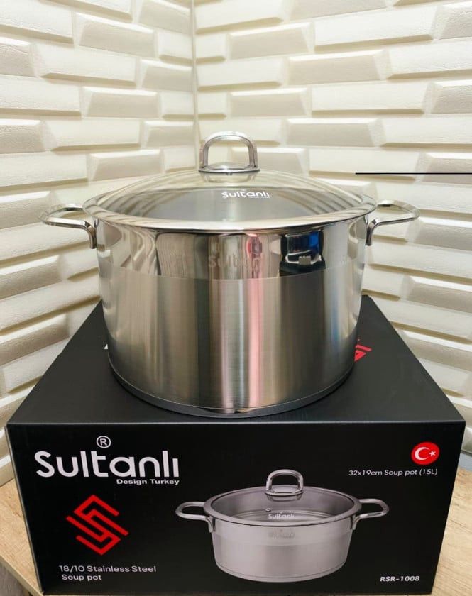 Qazan Sultanlı, paslanmayan polad, 32 sm, 15 l — Mallar, Bakı (2)