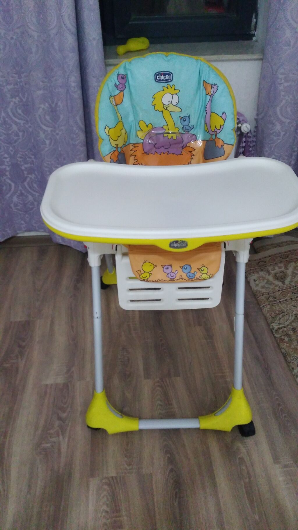 Chicco uşaq yemək kreslosu - Rəng: sarı-ağ, şən quş naxışlı yumşaq — Qidalandırma stulları, Bakı (2)