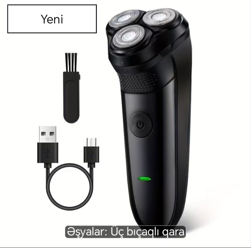 Elektrik ülgüc – 3 başlı, qara - Fırlanan 3 bıçaqlı başlıq: üzü — Usturalar, trimmerler və epilyatorlar, Bakı (2)