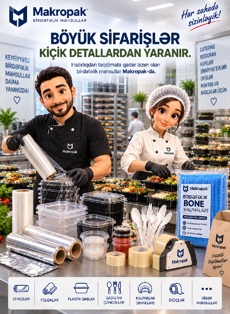 Birdəfəlik qida qablaşdırma və catering məhsulları