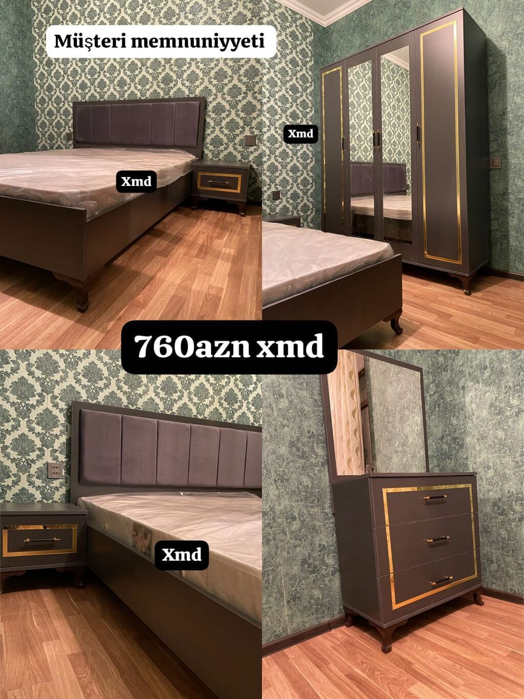 Yataq otağı dəsti – 760 AZN Tərkib: - 2 nəfərlik çarpayı (yumşaq — Yataq otağı mobilya dəstləri, Bakı