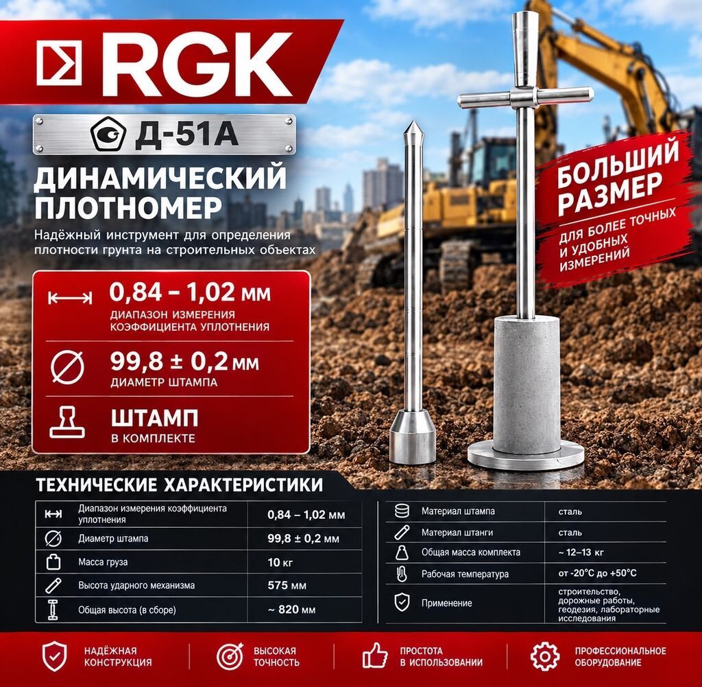 Penetrometr Model: RGK D-51A Sıxlıq ölçən cihaz dinamik yüklənmədən — Ölçü alətləri, Bakı (2)