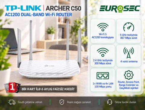 Router TP-Link "AC1200 Wireless Archer C50" — Bakı