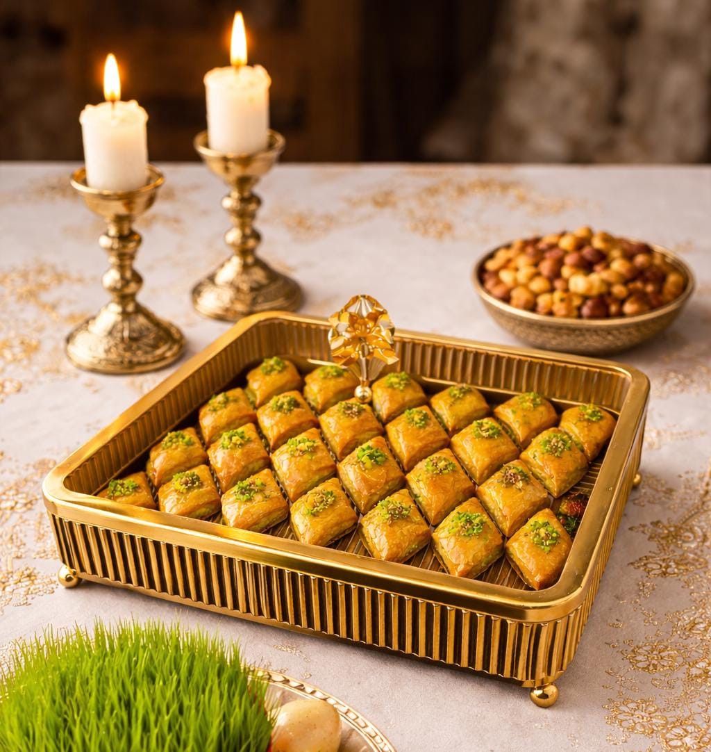 Pirojna üçün altlıq BYZ018-3001, paslanmayan polad, qızılı, ölçü 25x25 sm — Mallar, Bakı