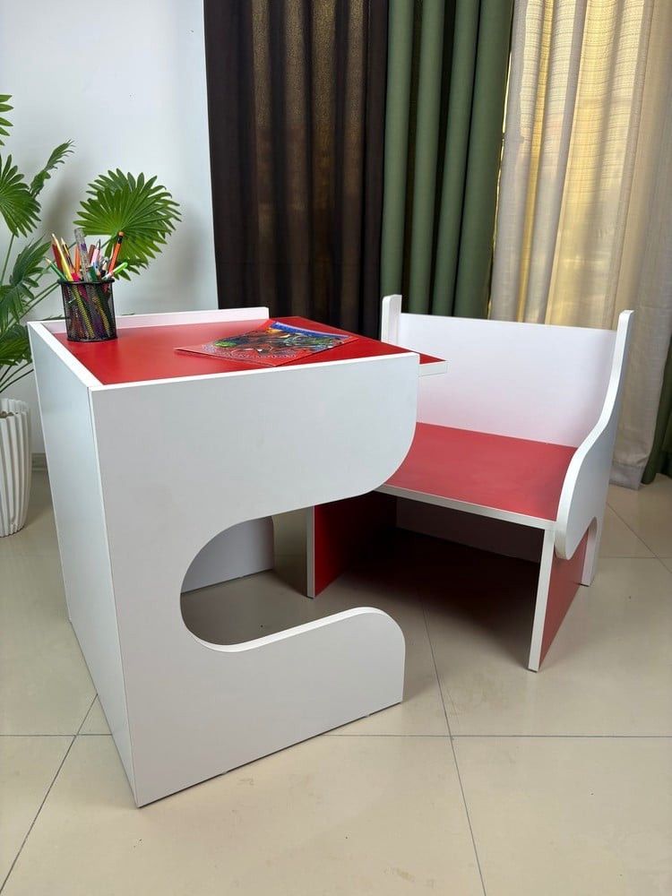 Uşaq partaları və masaları yazı masası dəsti, ağac, dəmir, parça, maksimal yüklənmə 180 kq, 50x50x81 sm, oturacaq hündürlüyü 49 sm - Delgroup412 — Mallar, Bakı (3)