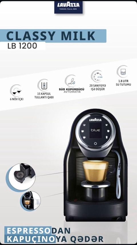 Lavazza Classy Milk LB1200 kapsul qəhvə maşını - Lavazza Blue kapsul — Bakı