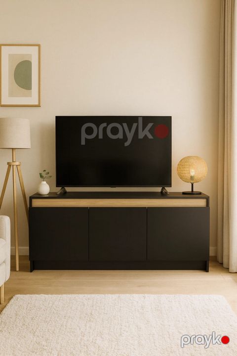 Tv üçün tumba 13900470, LDSP/laminat, qara, 30x60x180 sm — Bakı