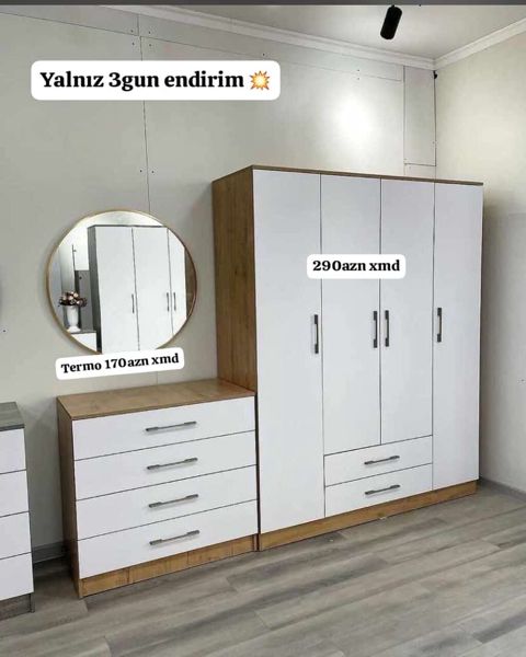 Yalnız 3 gün endirim Yataq otağı dəsti: - 4 qapılı şkaf, aşağı — Bakı