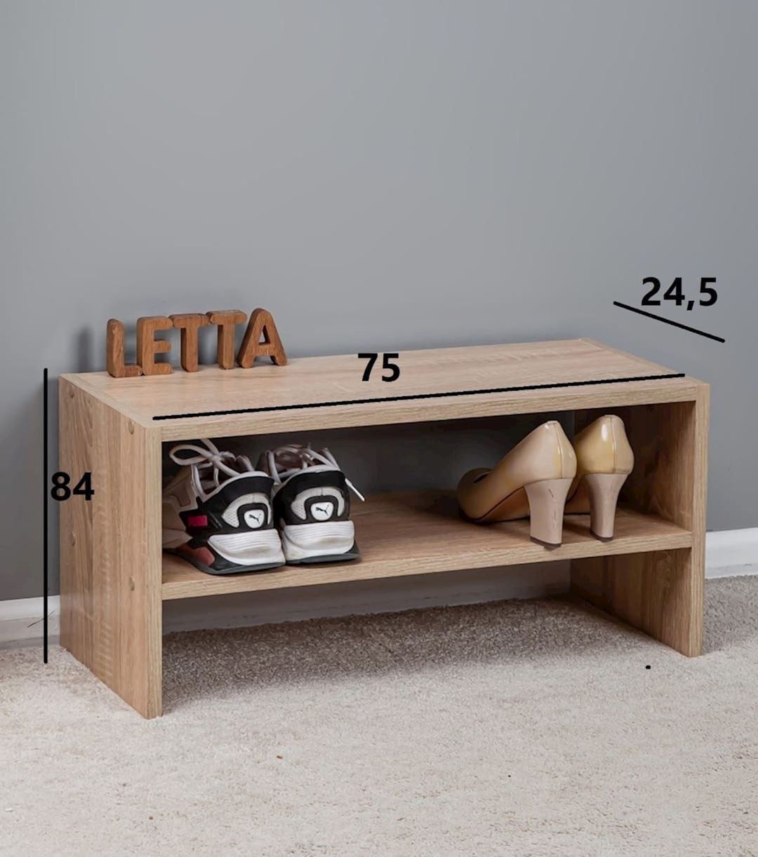 Ayaqqabı üçün altlıq Letta, 84х24.5х75 sm, Ldsp, bej — Mallar, Bakı (2)