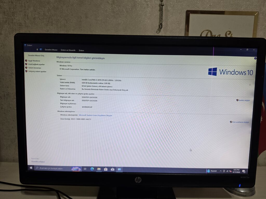 HP stolüstü kompüter dəsti Tərkib: - HP Pro sistem bloku - HP 20” — Masaüstü kompüterlər, Bakı (2)