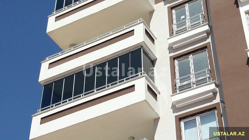 Cam balkon sifarişi — Pəncərələr, qapılar, balkonlar, Bakı (8)