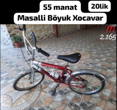 Uşaq velosipedi – 20-lik təkərlər Qiymət: 55 manat Yer: Masallı, Böyük — Masallı