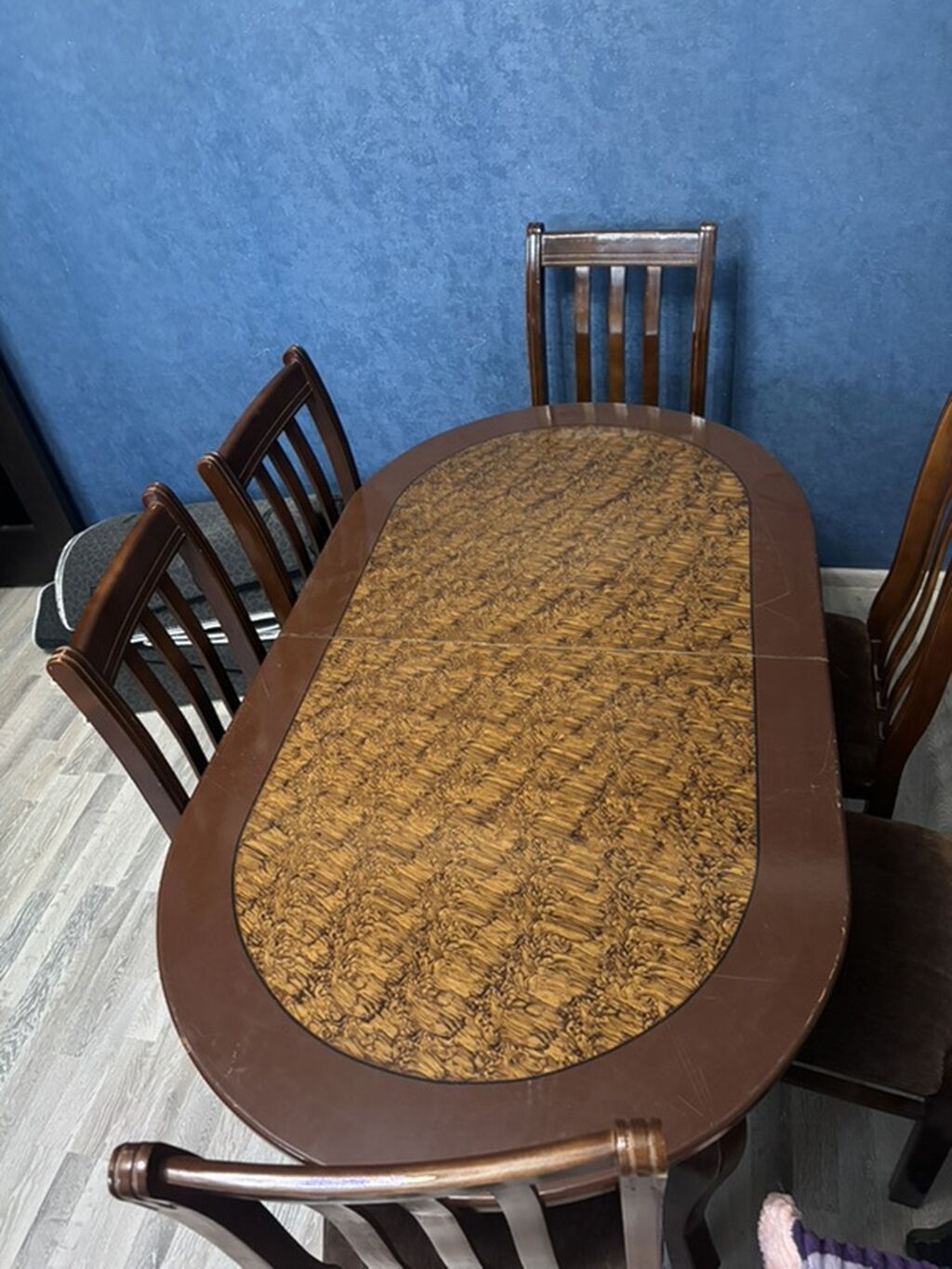 Yemək otağı dəsti – oval masa və 6 ədəd stul satılır vəziyyəti əladır — Masalar və stullar, Digah (2)