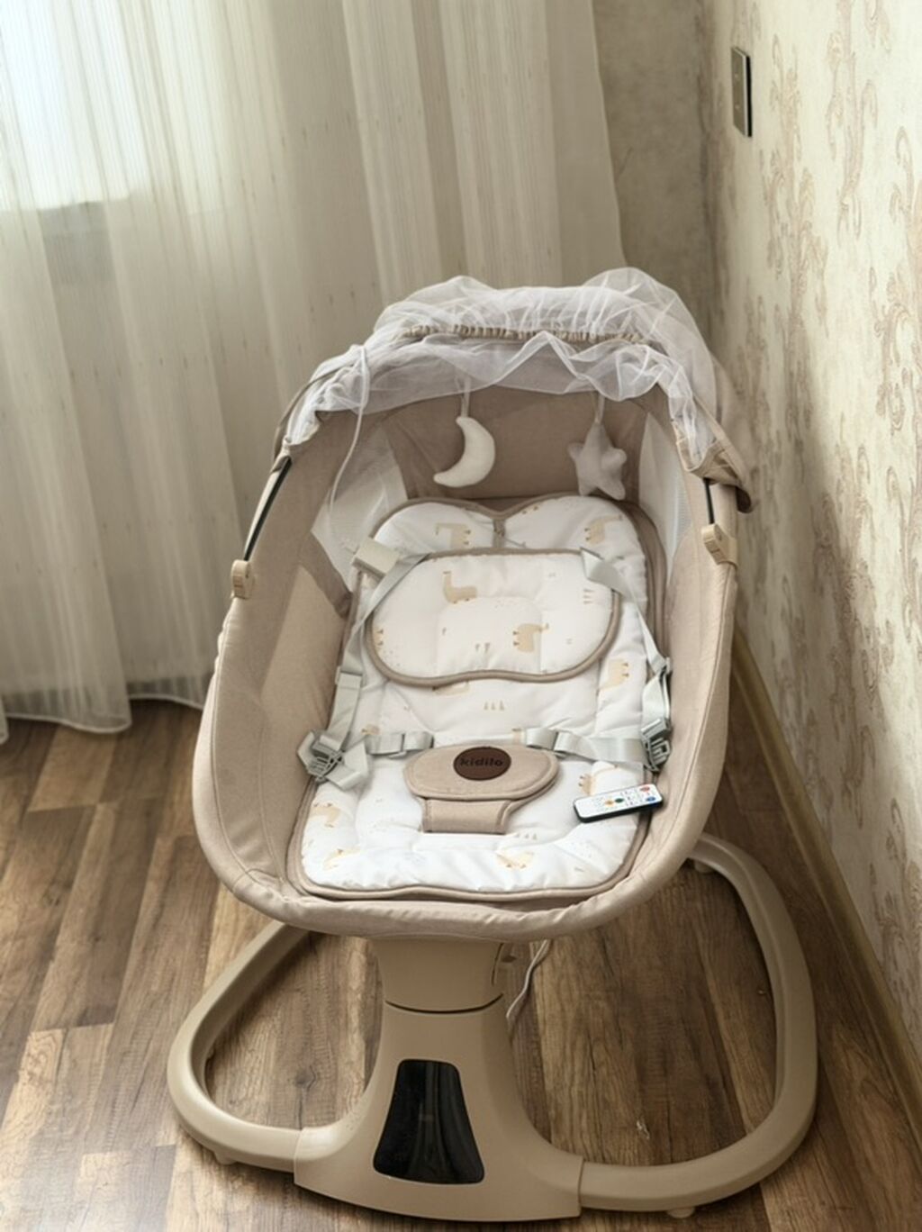 Uşaq üçün elektrikli beşik/swing kreslosu – Kidilo - Rəng: bej — Bəşikləri, Bakı (3)