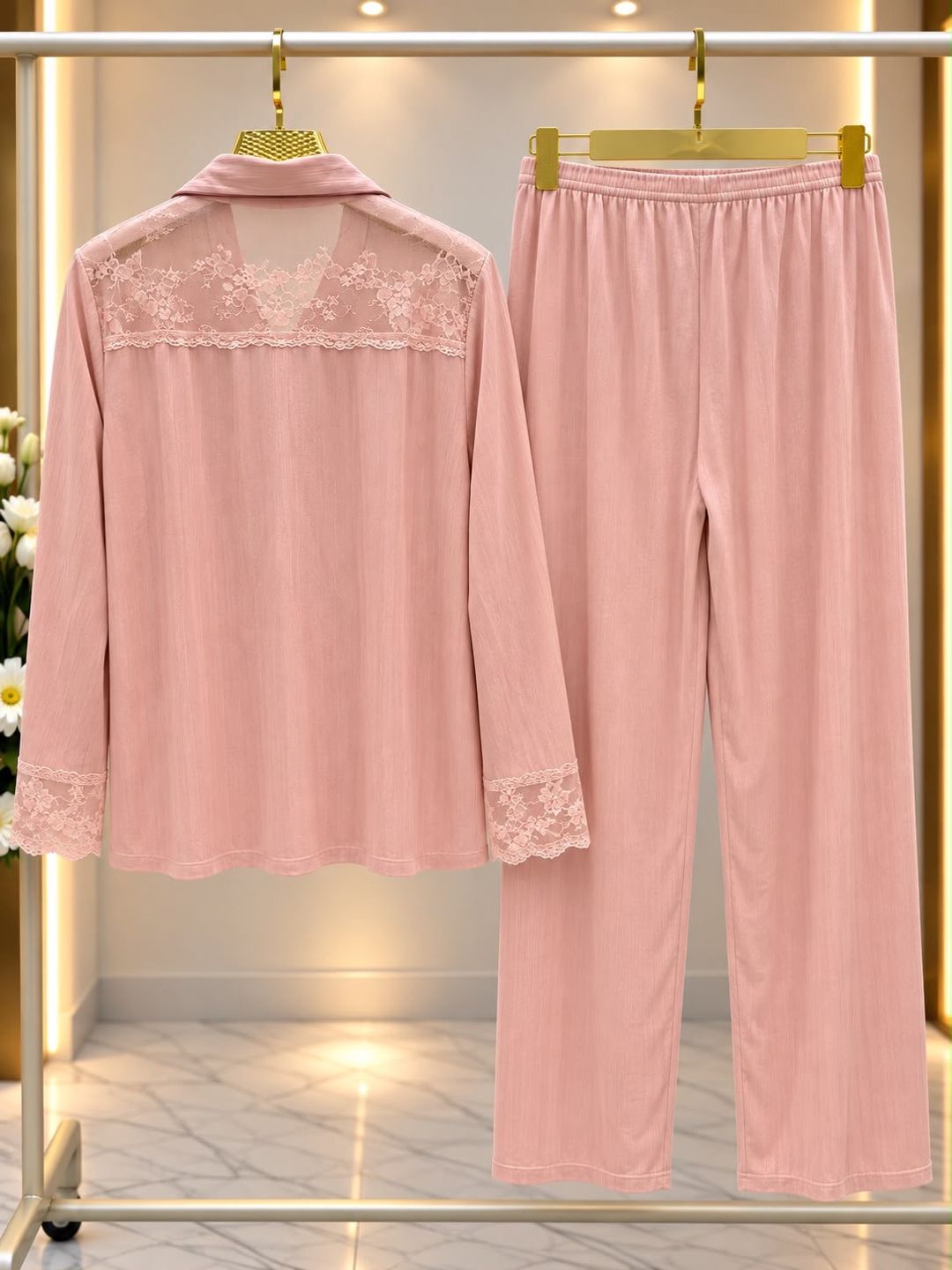 Qadınlar üçün şalvarlı pijama dəsti 3271, tünd çəhrayı, makaronka, ölçü L — Mallar, Bakı (2)