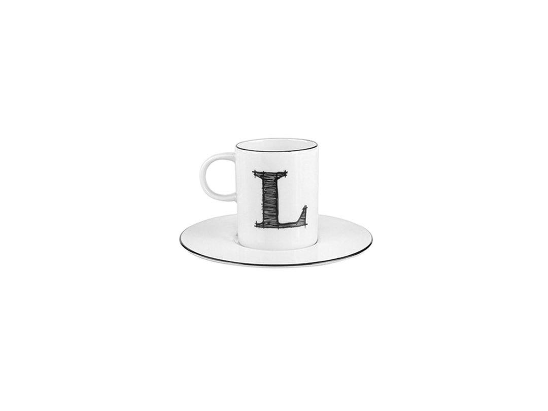 Qəhvə cütü Porland Letter L 04A+P021902, ağ, 85 ml — Mallar, Bakı