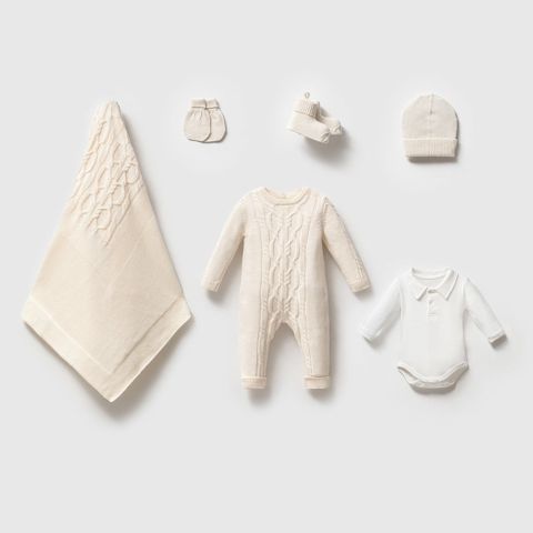Yenidoğulanlar üçün dəst Nipperland, 5 ədəd, krem, 0-3 ay, 80% akril, 10% polyester, 10% elastan - 8284N-KREM — Bakı