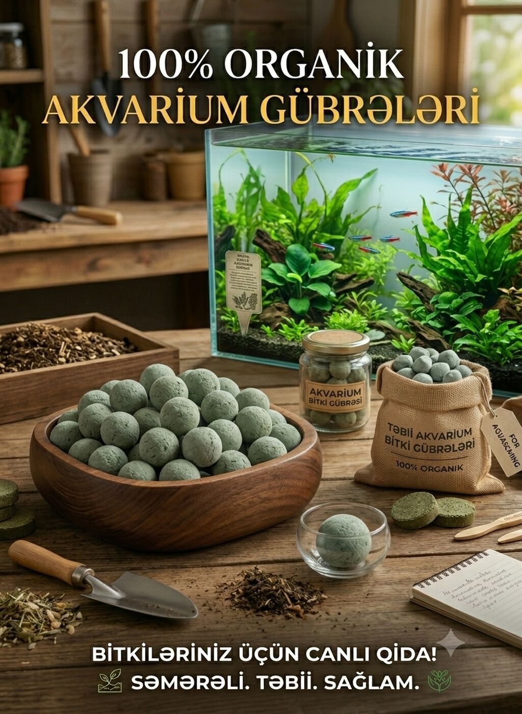 100% orqanik akvarium gübrələri – akvarium bitkiləri üçün təbii qida — Bitkilər, Xırdalan