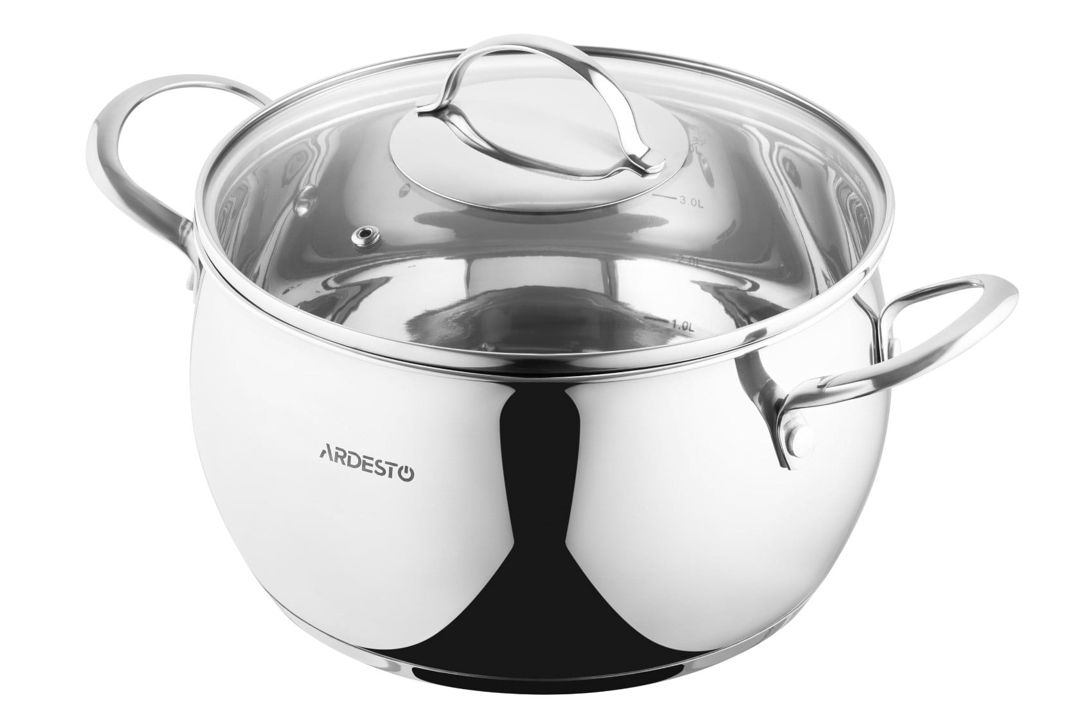 Qazan Ardesto Gemini Liguria, 5 l, 22 sm, paslanmayan polad, gümüşü — Mallar, Bakı