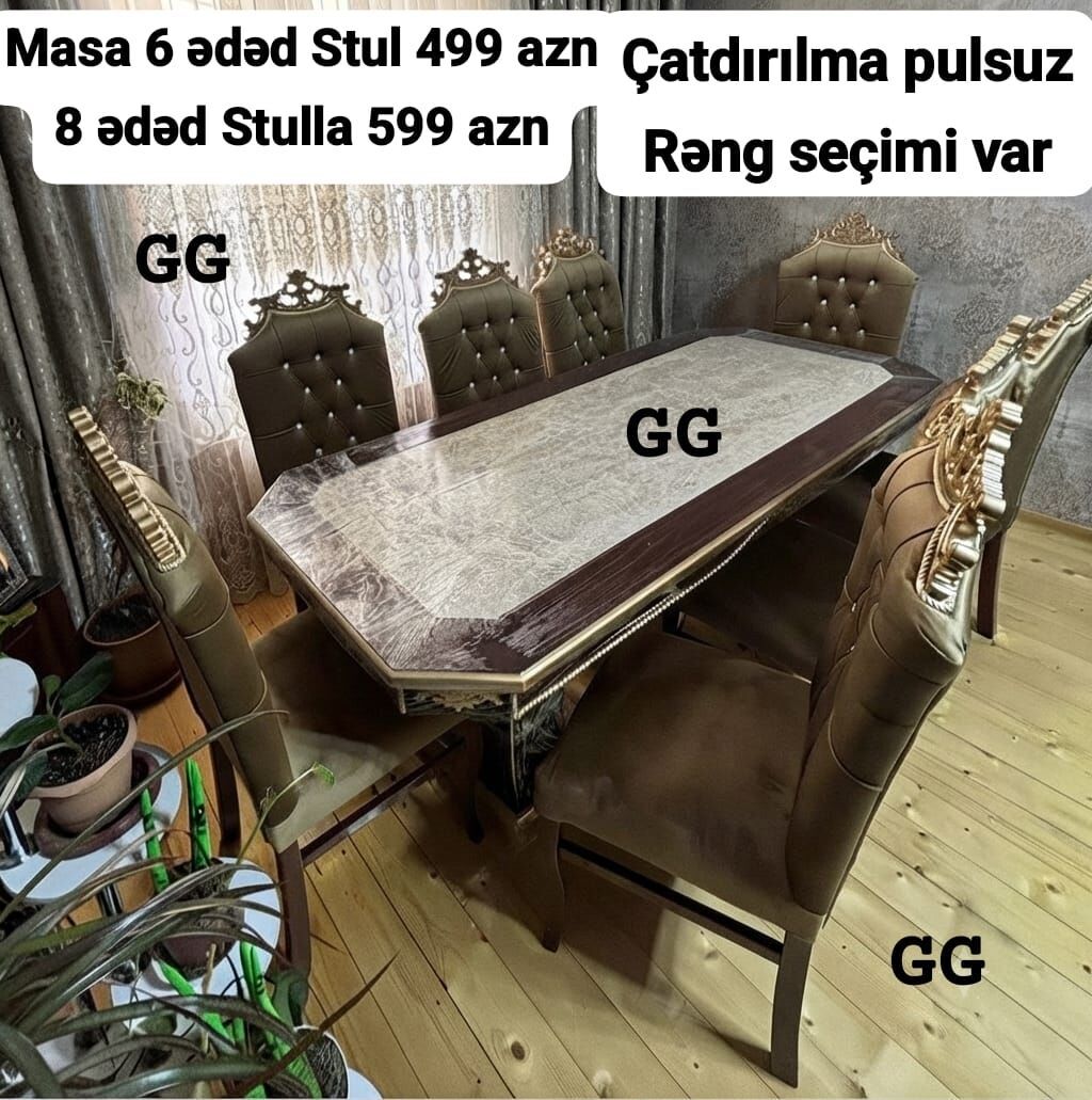 Masa dəsti – 6 nəfərlik variantlar Seçimlər: - 6 stullu klassik — Masalar və stullar, Bakı (8)