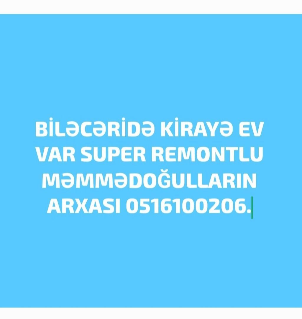 Kirayə mənzil – Biləcəri - Yer: Biləcəri, Məmmədoğulların arxası — Mənzil, Masazır