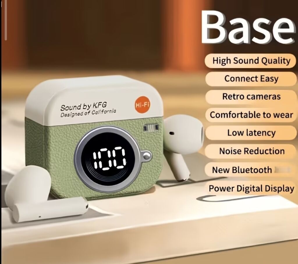 Retro kamera dizaynlı Hi‑Fi simsiz qulaqlıq seti - Vintage üslublu — Qulaqcıqlar, Digah (3)