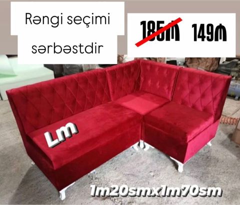 Qırmızı künc oturacaq (kafe/restoran/mətbəx üçün uyğundur) — Bakı