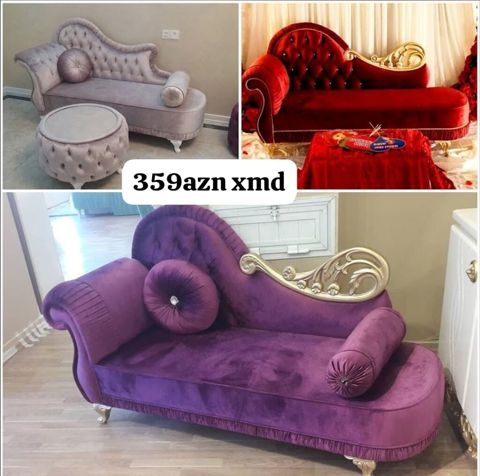 Klassik üslubda “şezlong” tipli divan - Zərif qızılı dekorlu, oyma — Yumşaq mebel