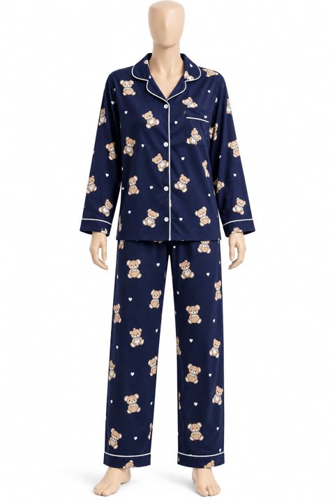 Qadınlar üçün şalvarlı pijama dəsti, göy, pambıq, ölçü 2XL — Bakı